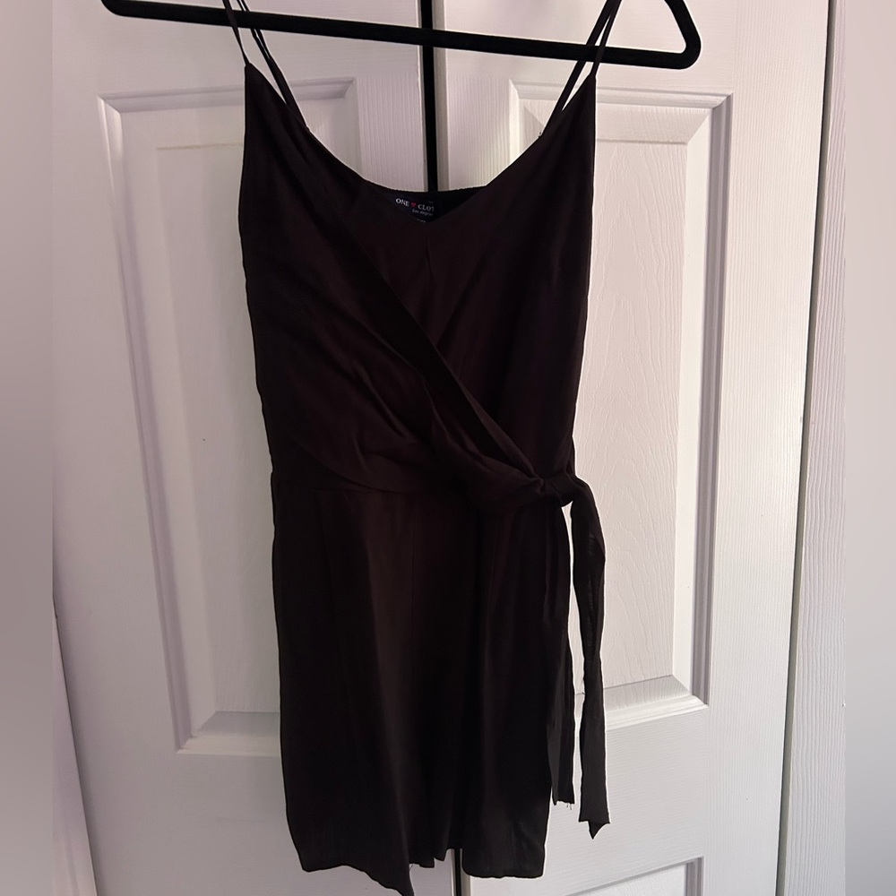 Black Wrap-Front Women's Romper
